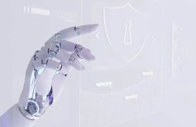 Robotic hand reaching toward data