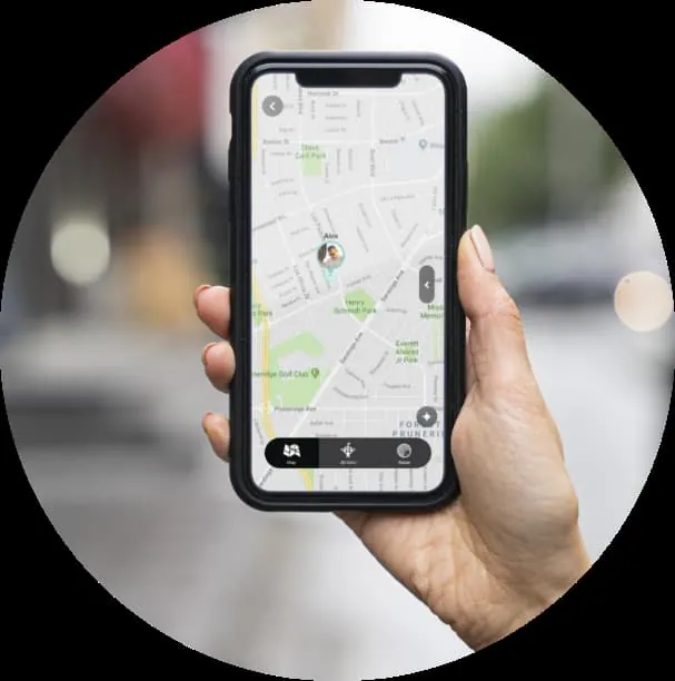 Tariq app showing a map on a phone
