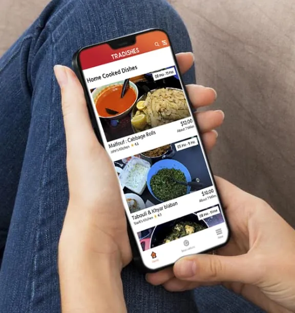 Tradishes app listing home-cooked meals